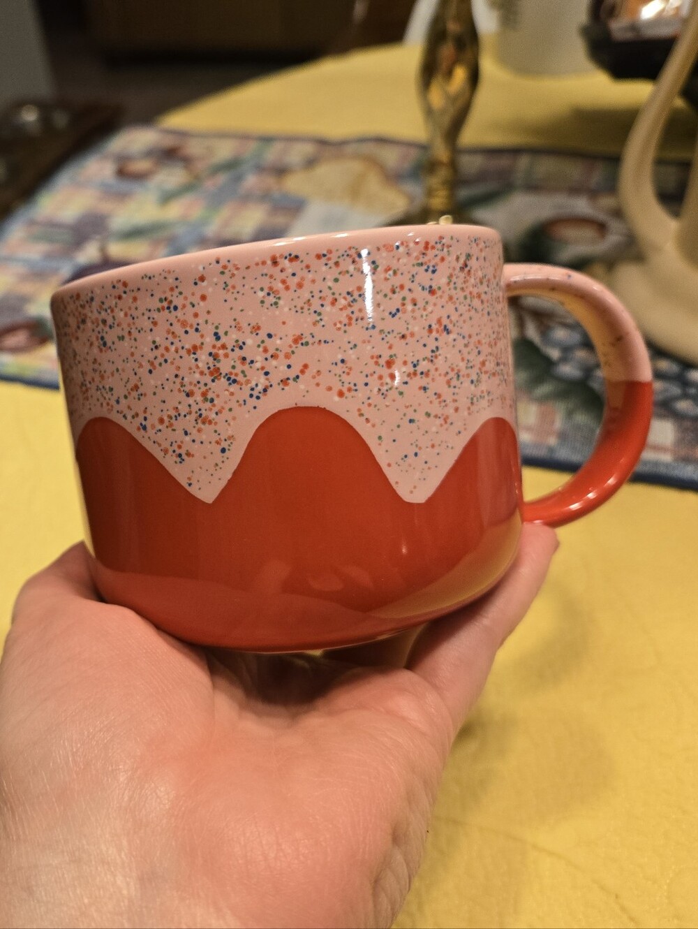 Starbucks 2024 Limited Edition Sprinkle Drip Mug 14 oz Pink & Red Speckled